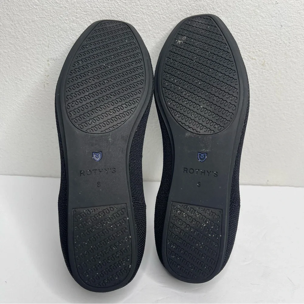 Rothy's The Square Black Women's Slip On Ballet Flat Shoes Textile Size 6